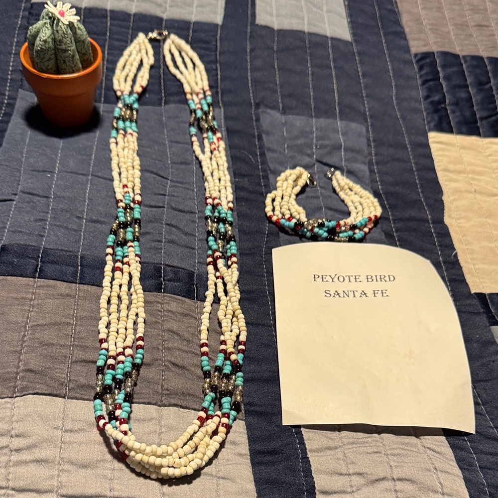 Beautiful Native American Necklace and Bracelet PEYOTE BIRD SANTA FE